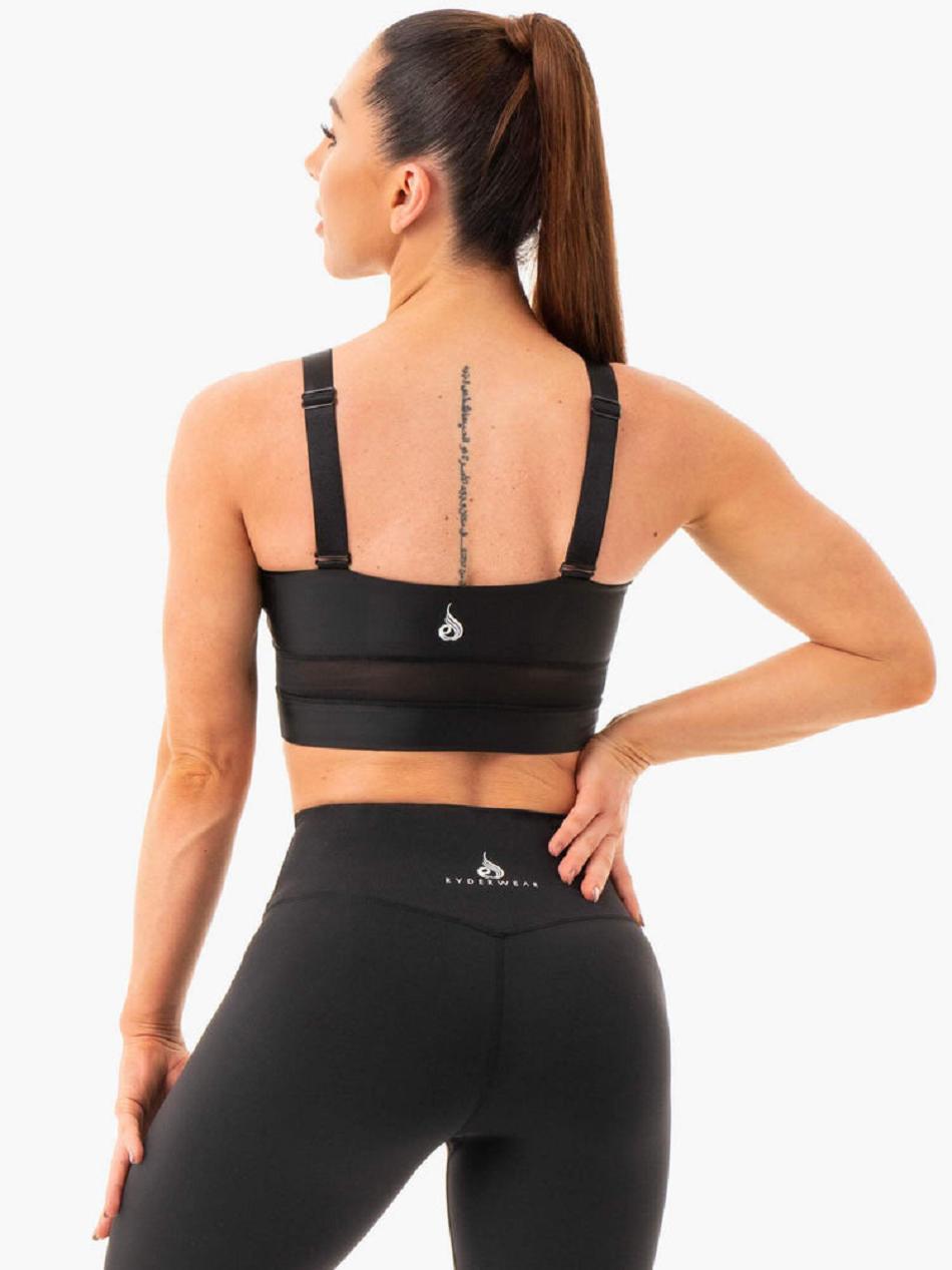 Black Women's Ryderwear Palm Convertible Sports Bras | 150F51054