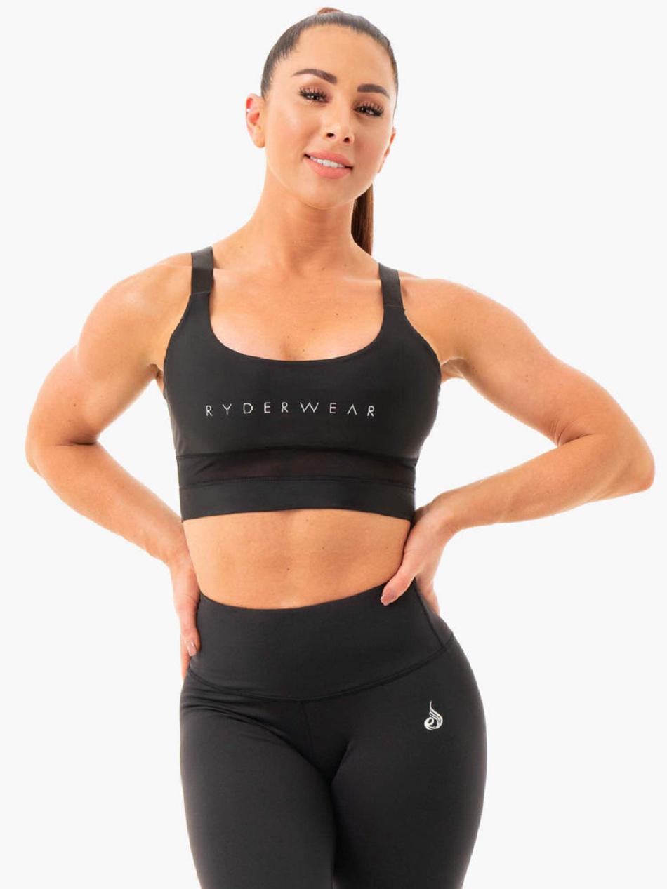 Black Women\'s Ryderwear Palm Convertible Sports Bras | 150F51054