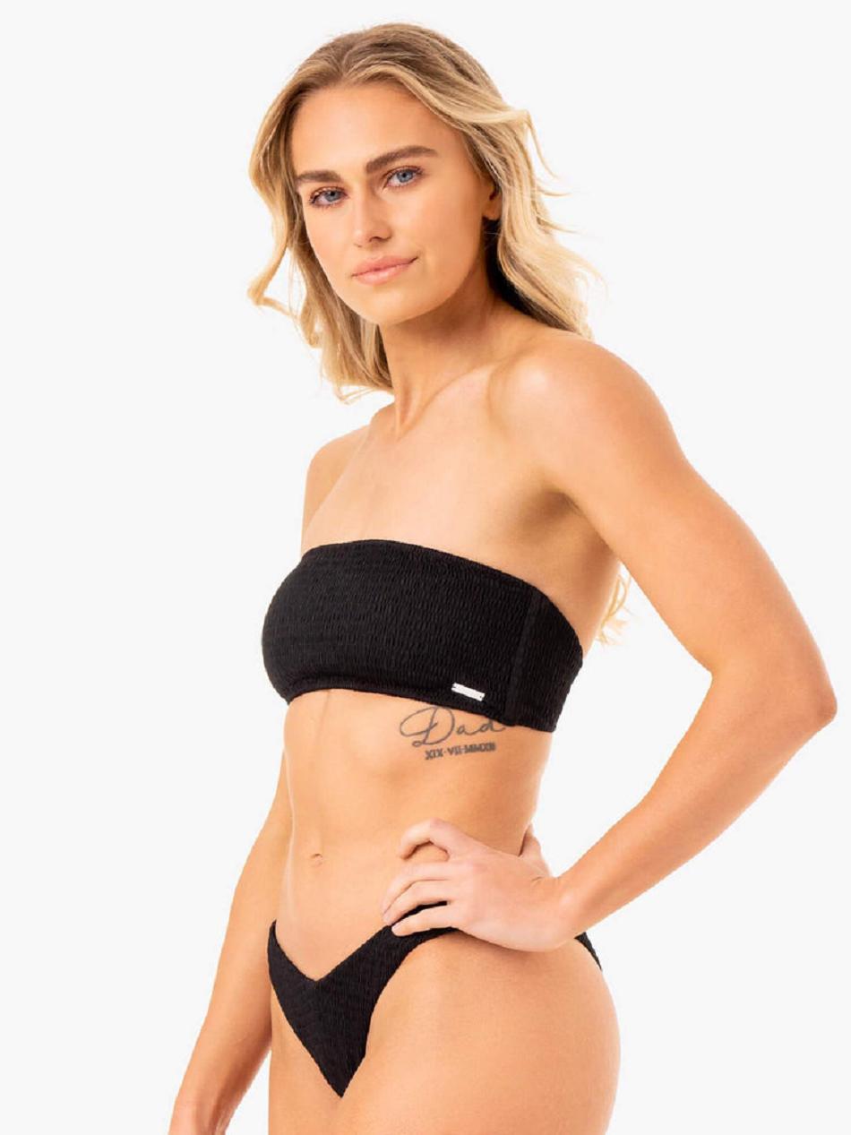 Black Women's Ryderwear Paradise Bandeau Bikini Top Swimwear | BG7694921