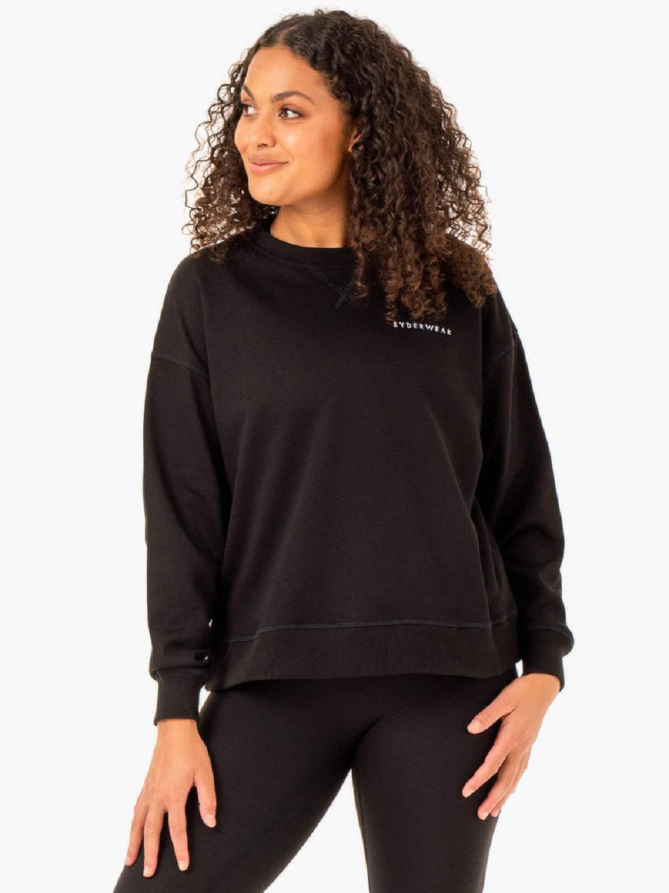 Black Women's Ryderwear Recover Lightweight Sweaters | 634Y12736