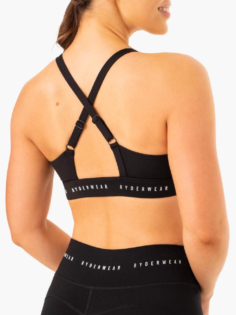 Black Women's Ryderwear Reflex Cross Over Sports Bras | FG5562205