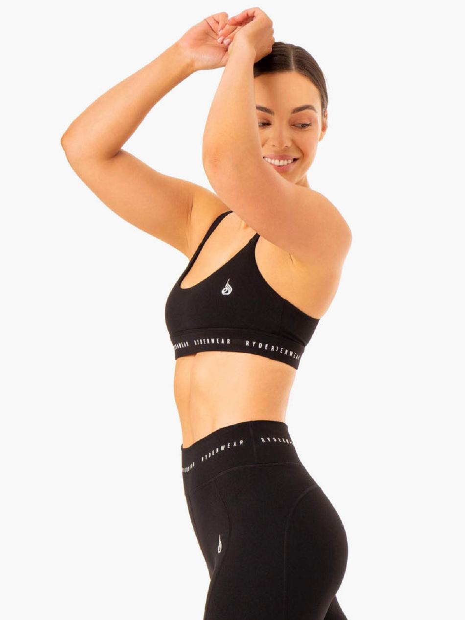 Black Women's Ryderwear Reflex Cross Over Sports Bras | FG5562205