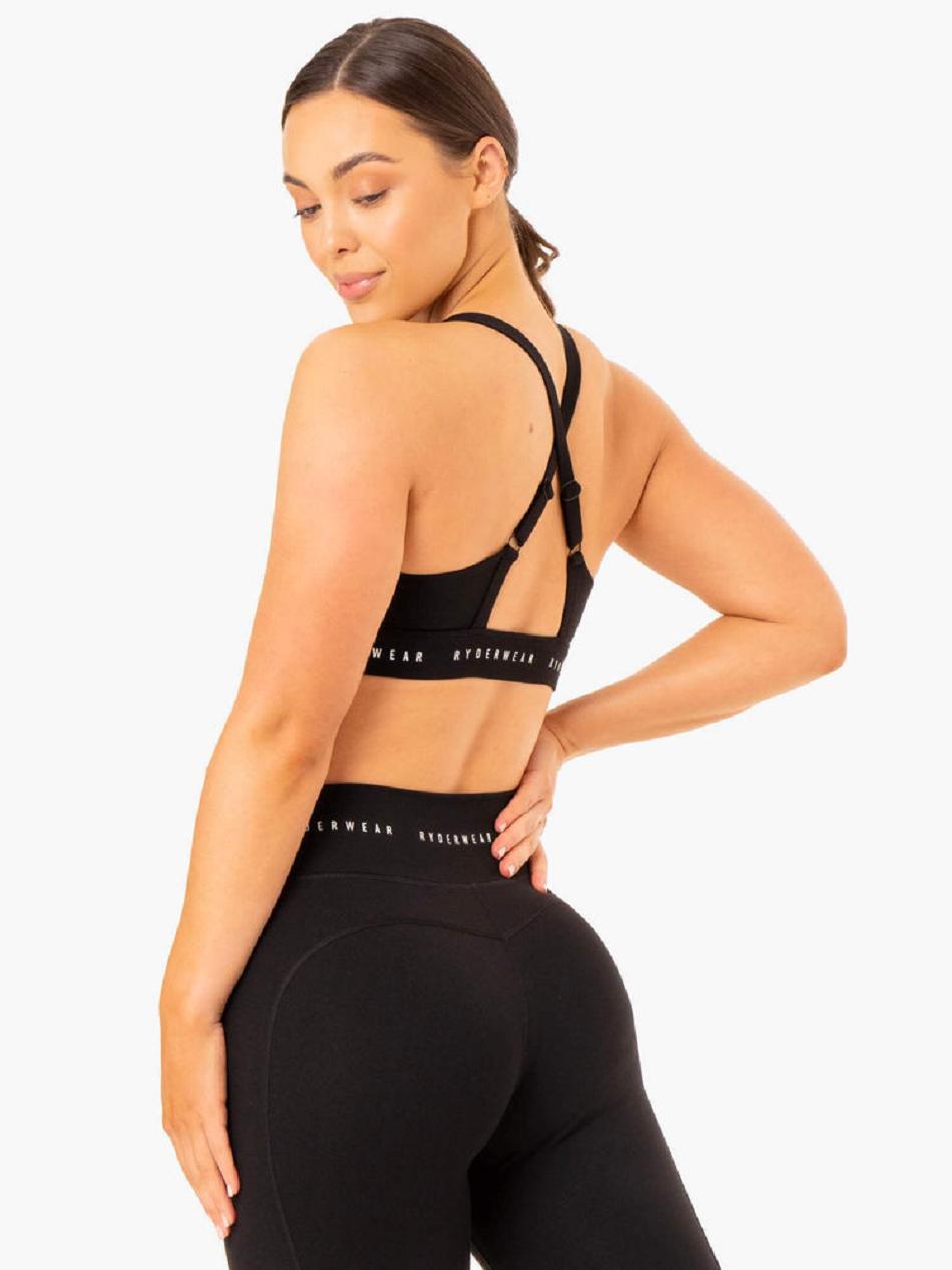 Black Women's Ryderwear Reflex Cross Over Sports Bras | FG5562205