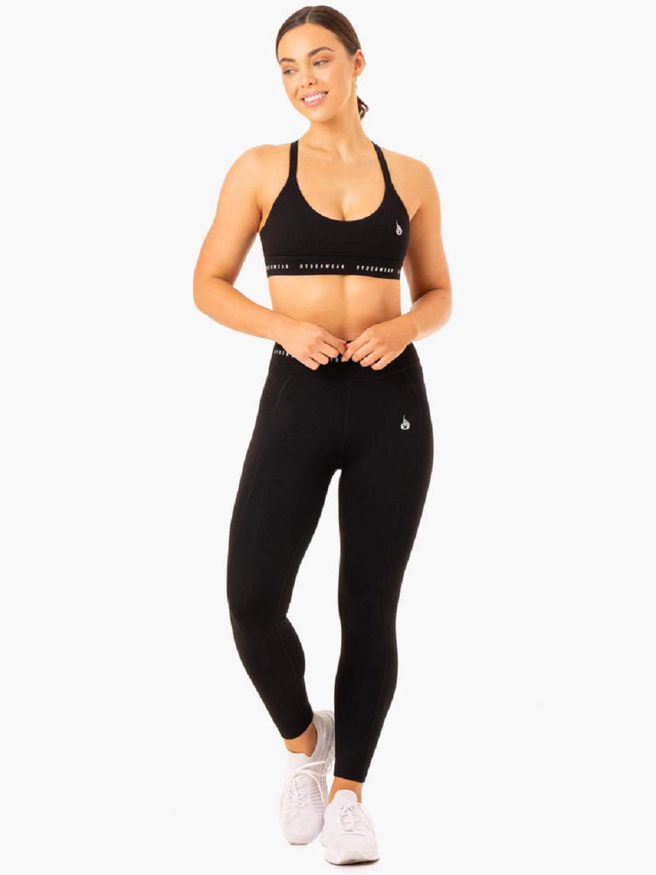 Black Women's Ryderwear Reflex Cross Over Sports Bras | FG5562205