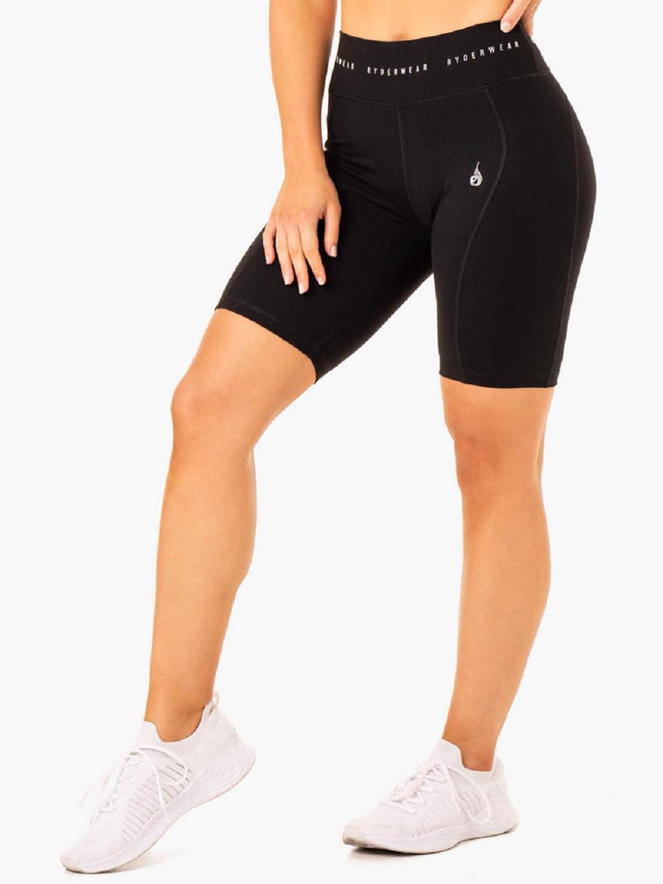 Black Women's Ryderwear Reflex High Waisted Bike Shorts | ES5325554