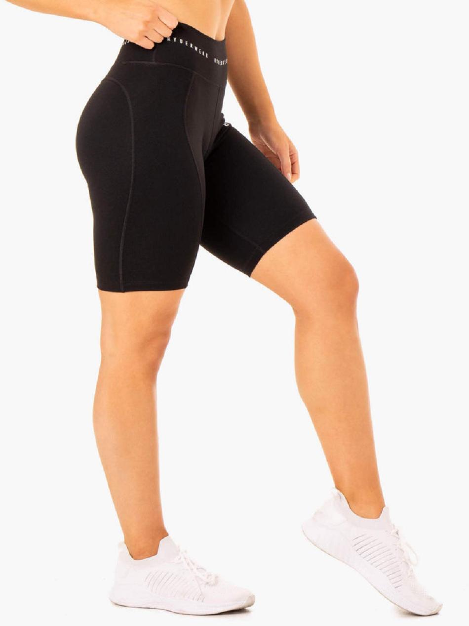 Black Women's Ryderwear Reflex High Waisted Bike Shorts | ES5325554