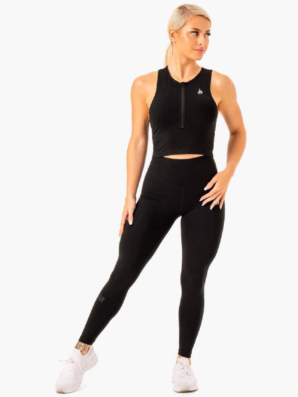 Black Women's Ryderwear Reflex Zip Up Tanks | XG7096512