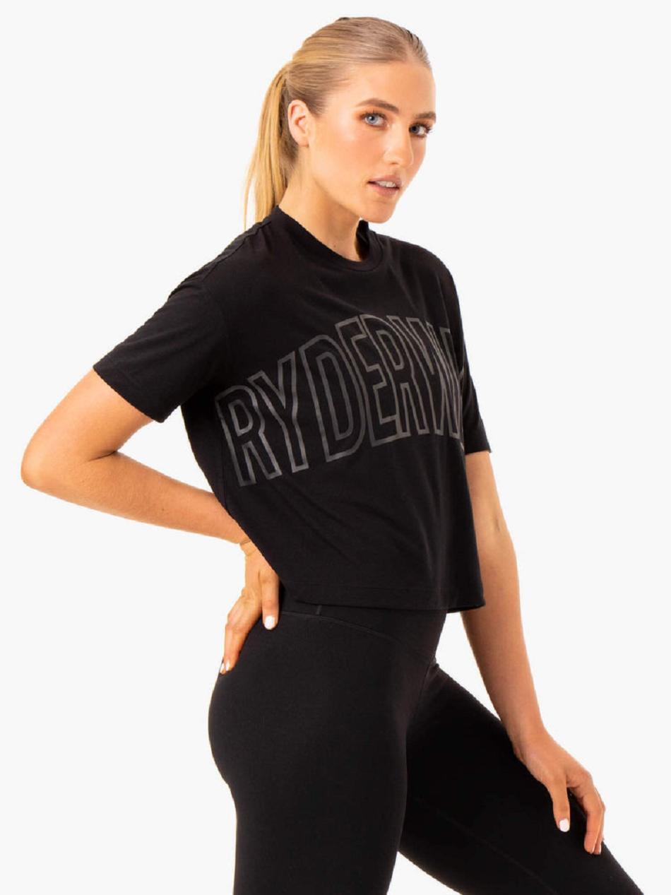 Black Women's Ryderwear Replay Boxy T-shirt | 69RT56489