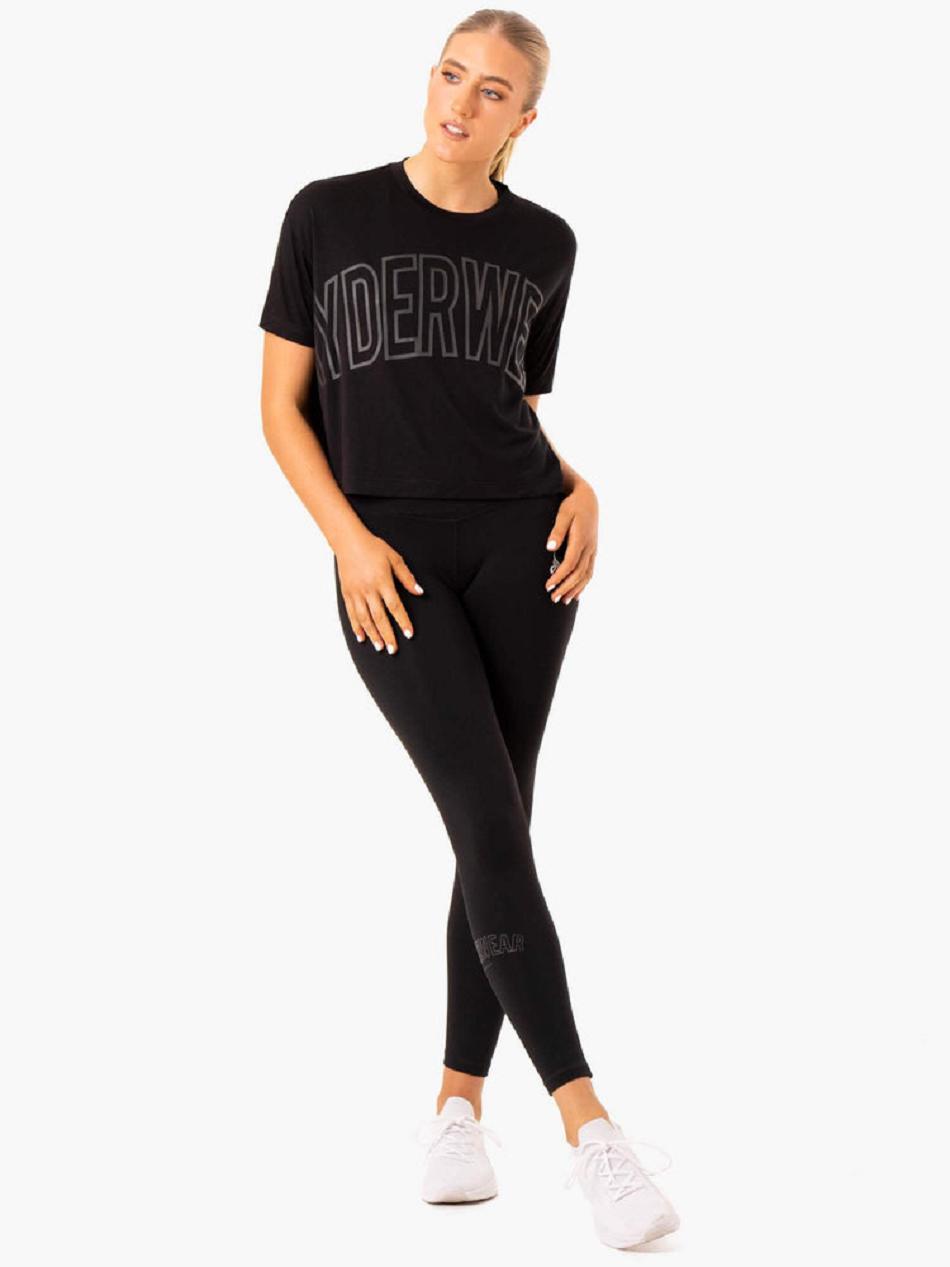 Black Women's Ryderwear Replay Boxy T-shirt | 69RT56489