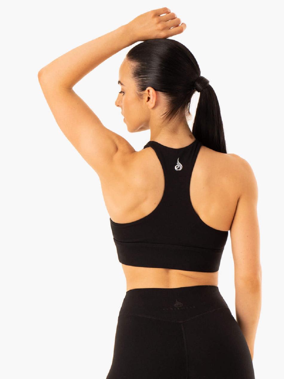 Black Women's Ryderwear Replay Cut Out Sports Bras | 59HF27542