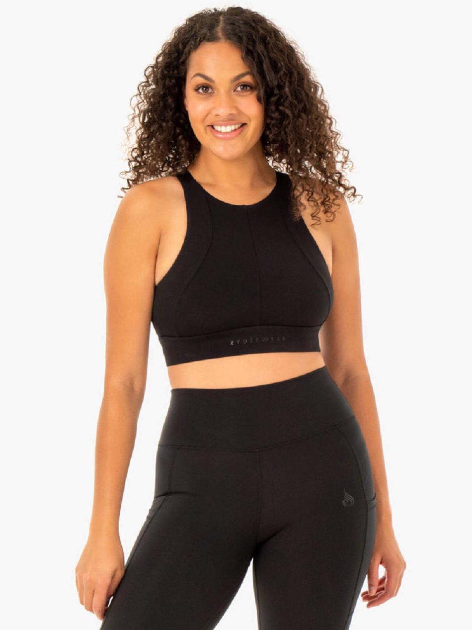 Black Women\'s Ryderwear Reset High Impact Sports Bras | 6Y5722988