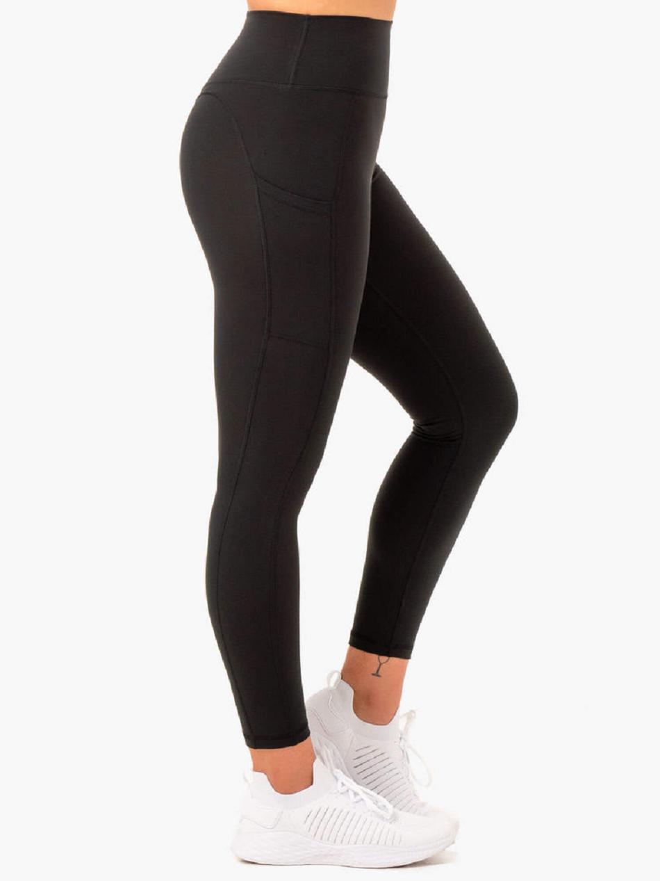 Black Women's Ryderwear Reset High Waisted Pocket Leggings | 41EW52250