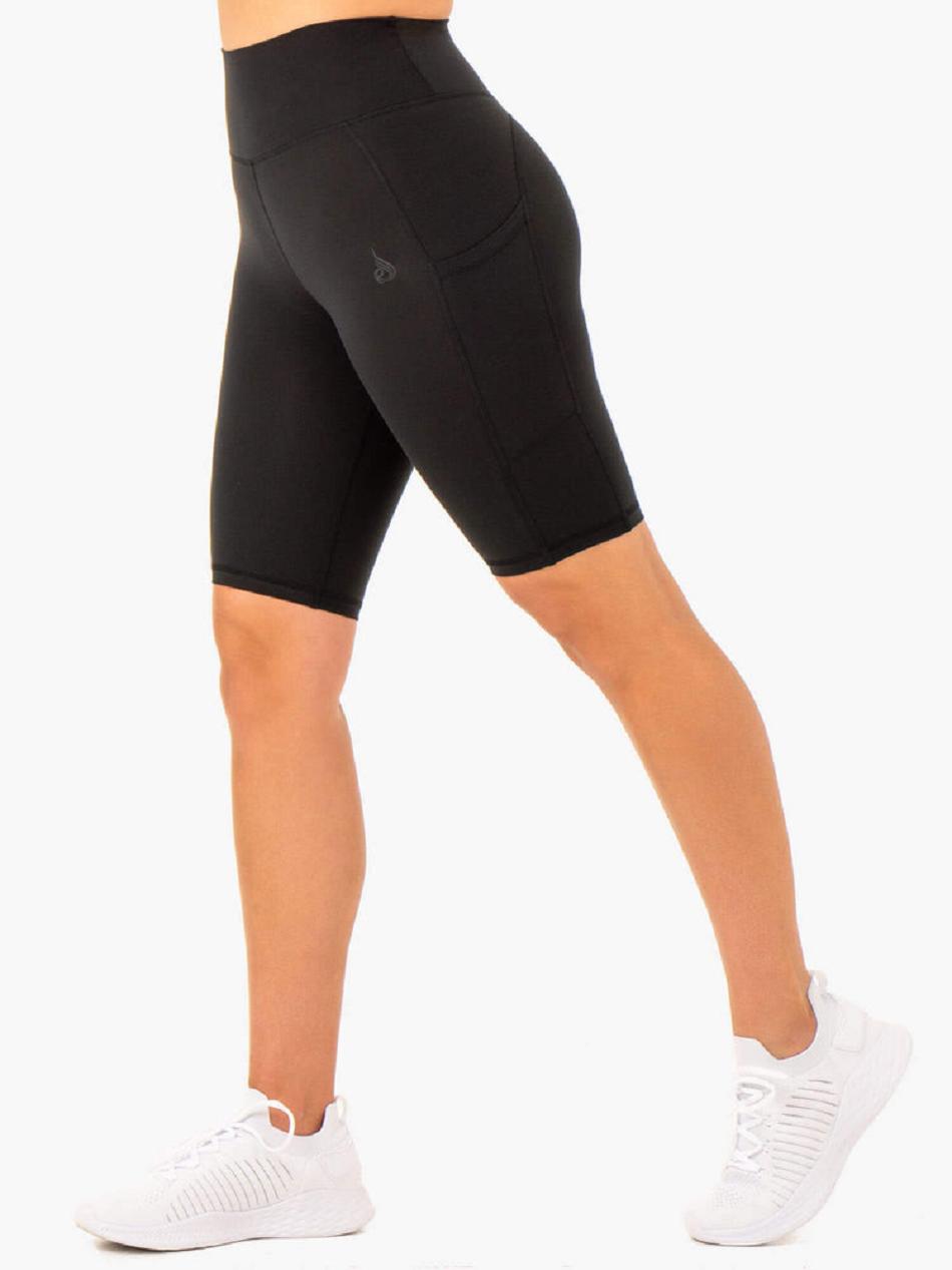 Black Women's Ryderwear Reset High Waisted Pocket Bike Shorts | 50FE82631