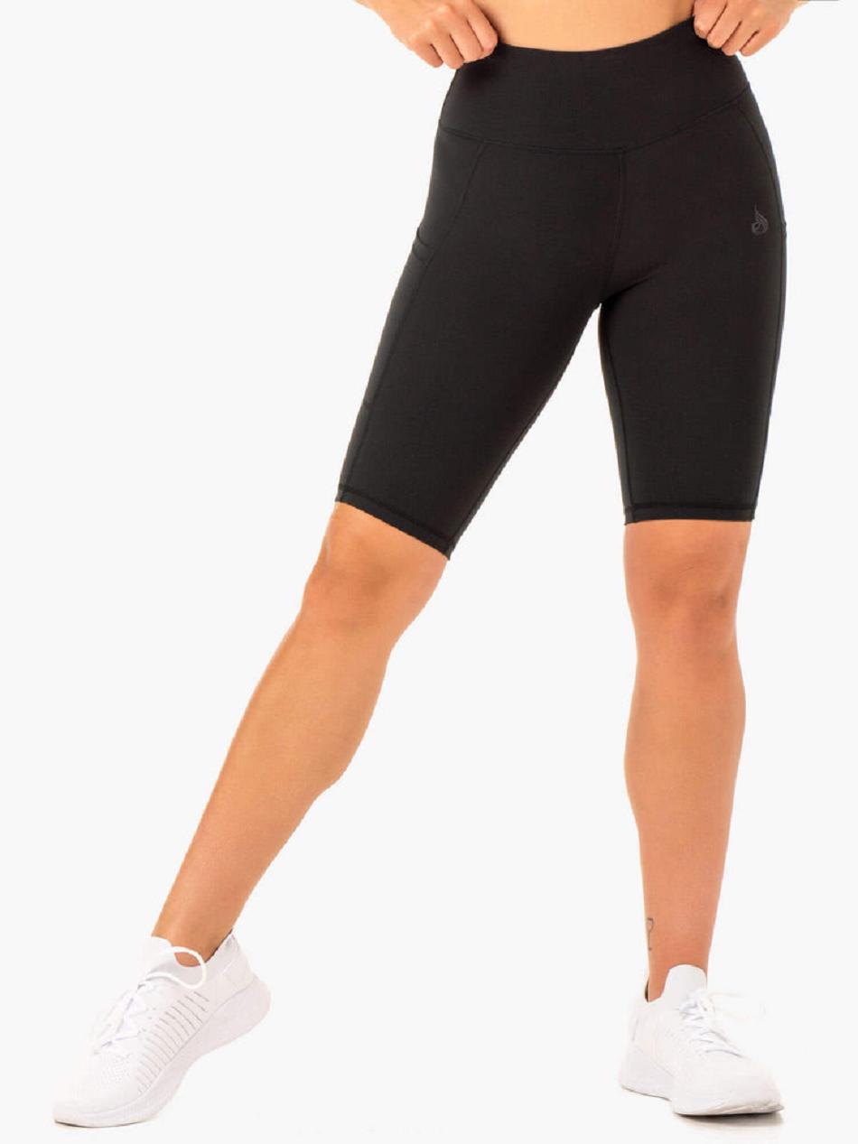 Black Women's Ryderwear Reset High Waisted Pocket Bike Shorts | 50FE82631