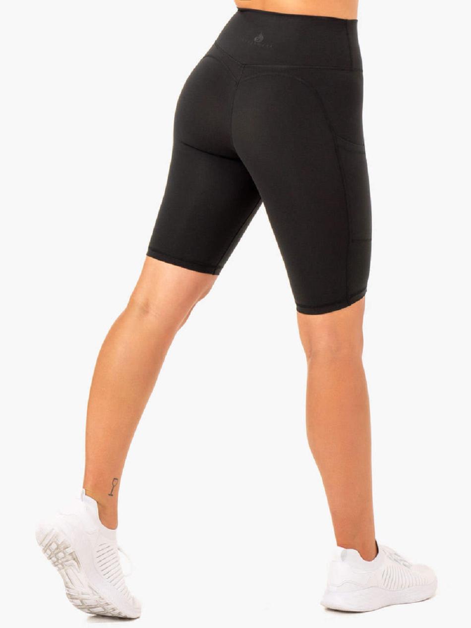 Black Women\'s Ryderwear Reset High Waisted Pocket Bike Shorts | 50FE82631