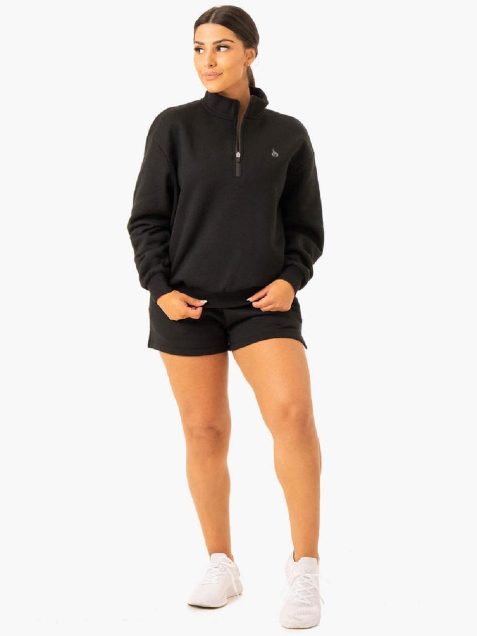 Black Women's Ryderwear Restore Half Zip Sweater Top | 66JS10332