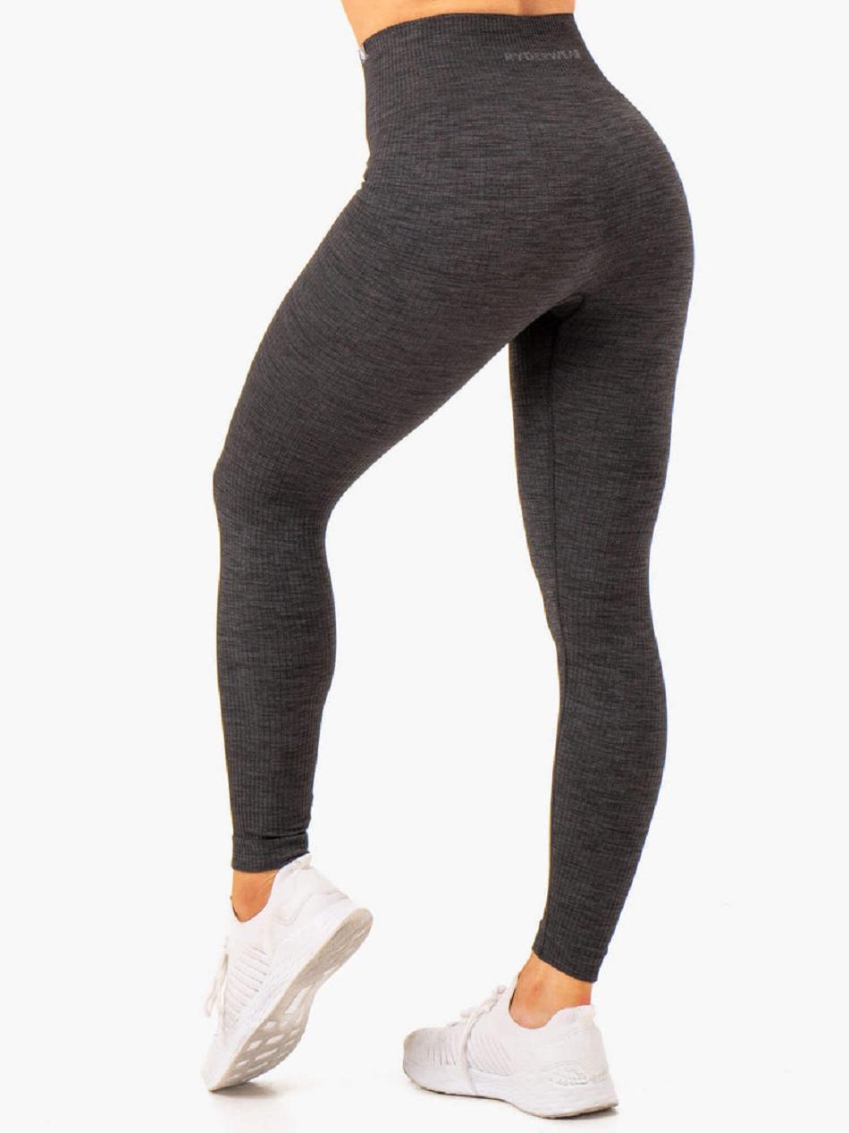 Black Women's Ryderwear Rib Leggings Seamless | 6Y4721897