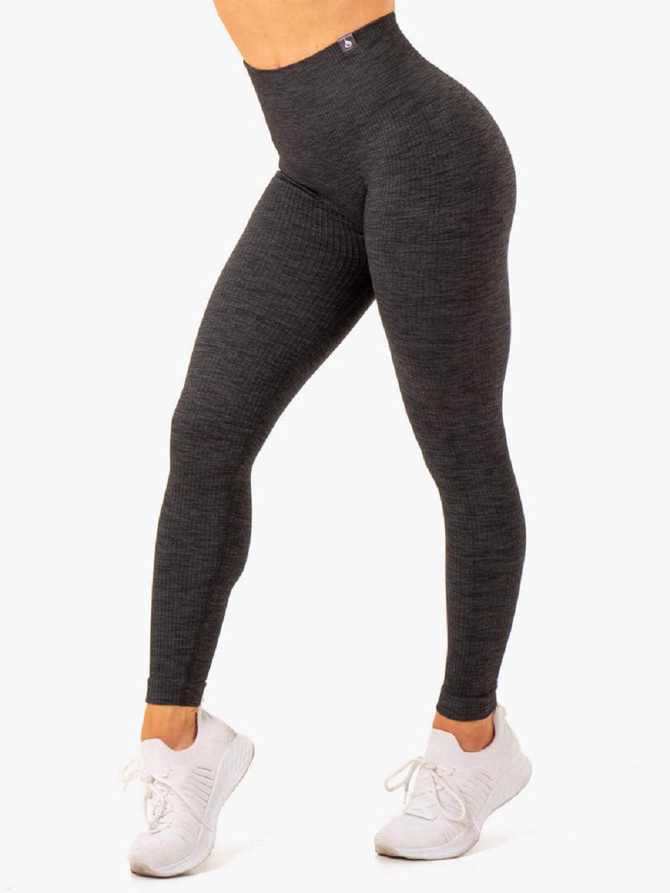 Black Women's Ryderwear Rib Leggings Seamless | 6Y4721897