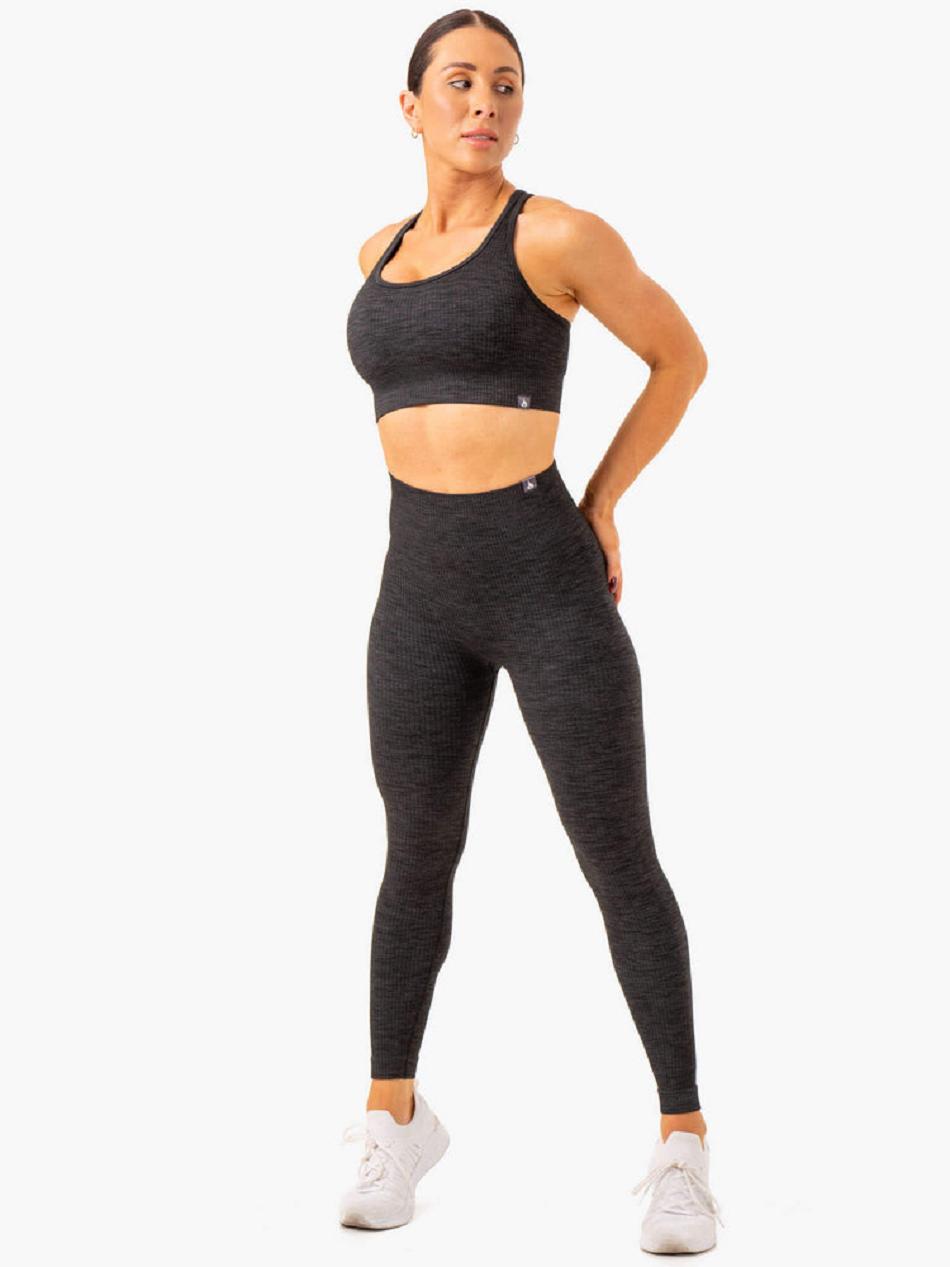 Black Women's Ryderwear Rib Leggings Seamless | 6Y4721897