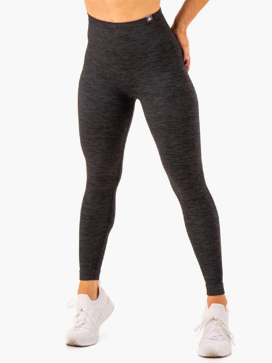 Black Women\'s Ryderwear Rib Leggings Seamless | 6Y4721897