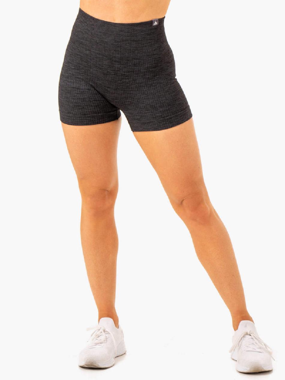 Black Women's Ryderwear Rib Seamless Shorts | DF5119671