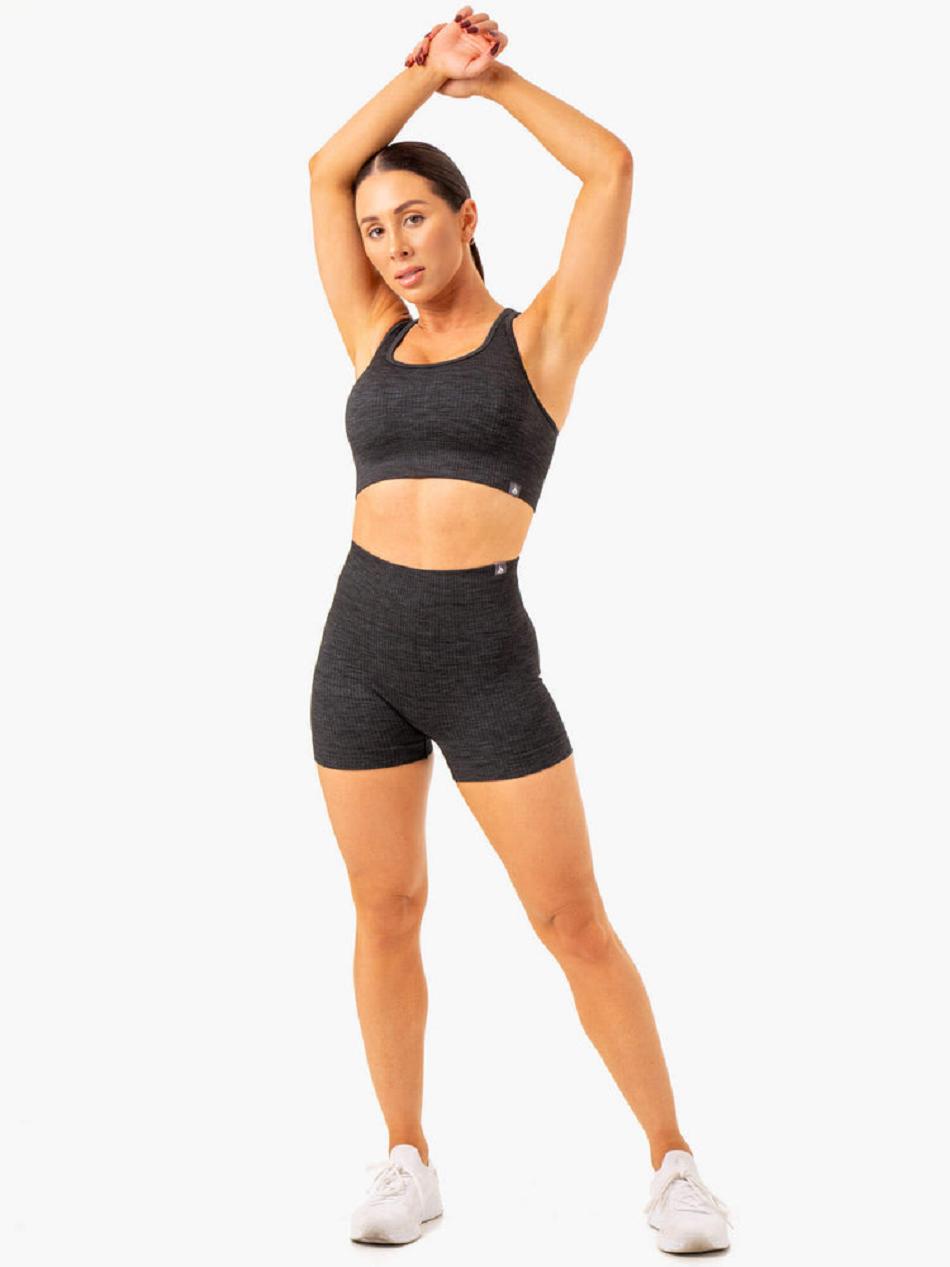 Black Women's Ryderwear Rib Seamless Shorts | DF5119671