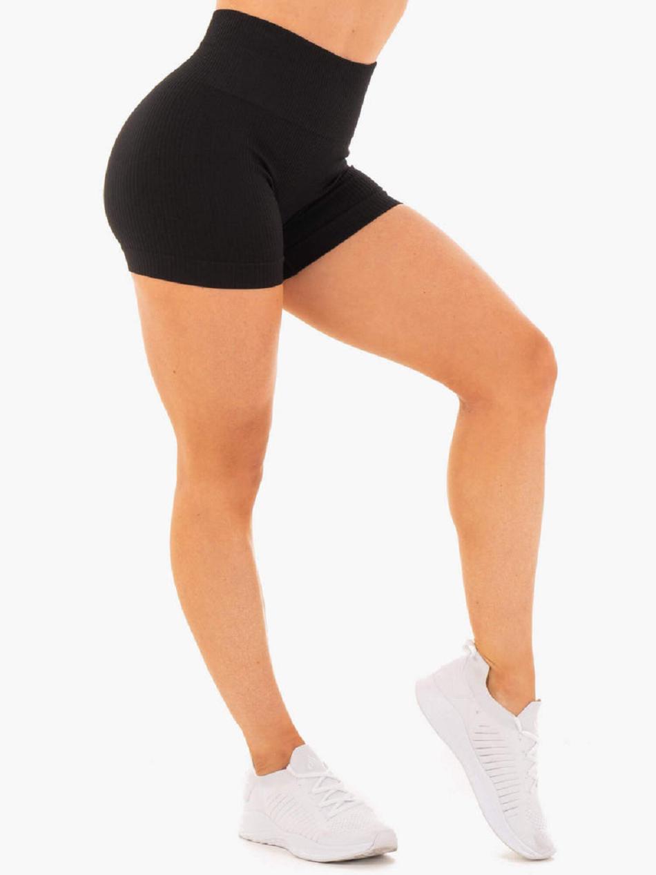 Black Women's Ryderwear Rib Shorts Seamless | 97Y74155