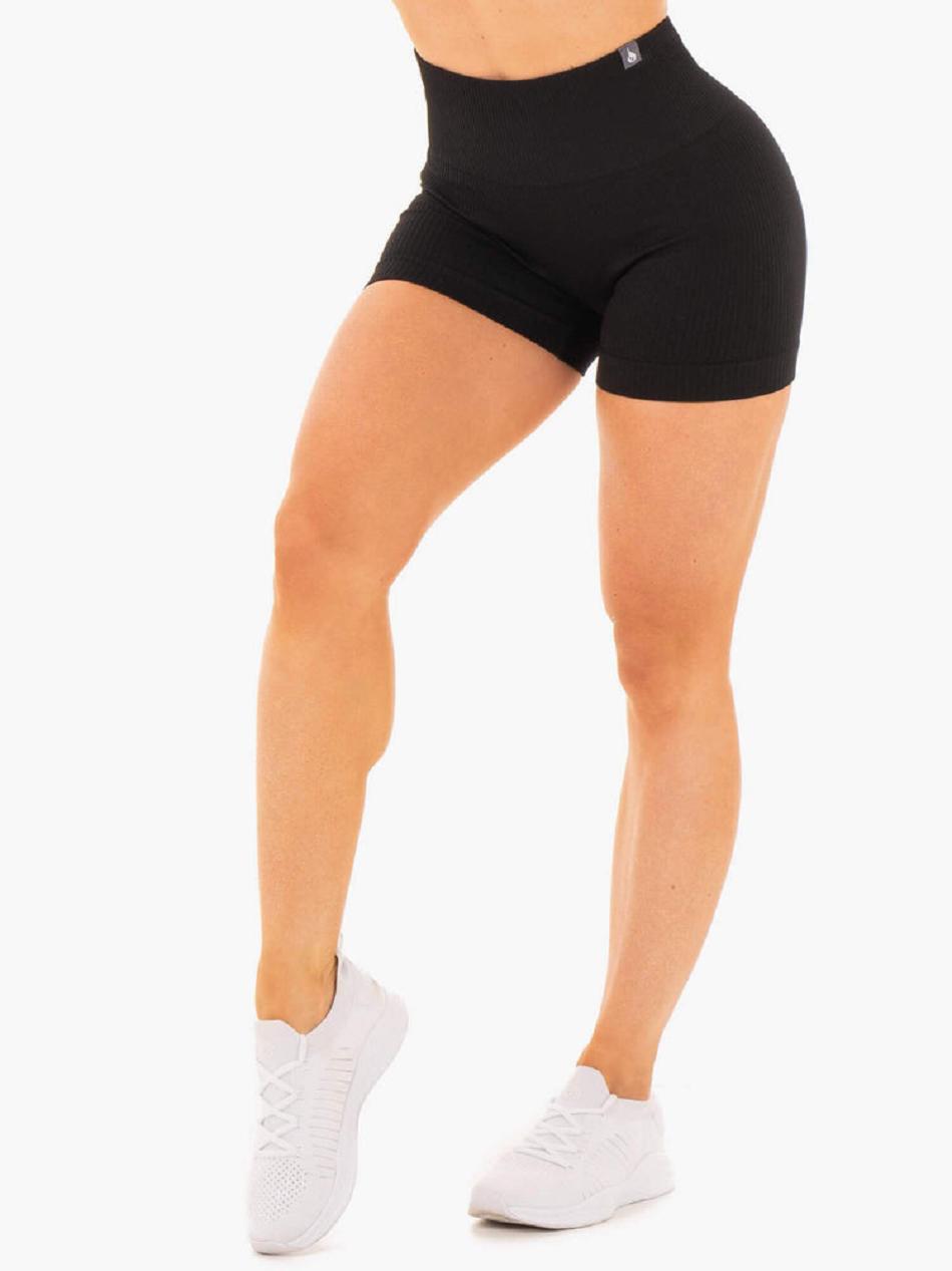 Black Women\'s Ryderwear Rib Shorts Seamless | 97Y74155