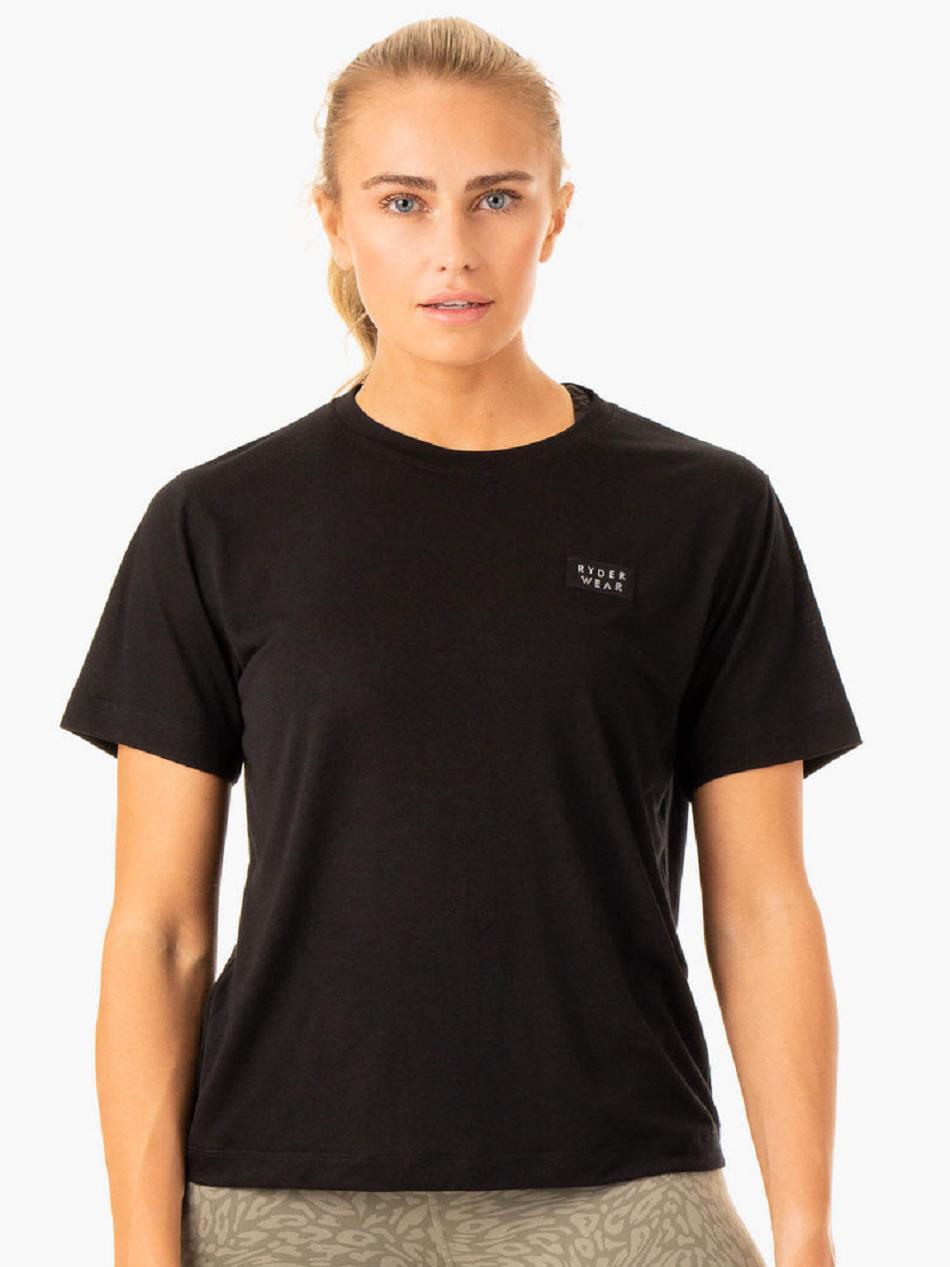 Black Women's Ryderwear Rotation T-shirt | DF7324829