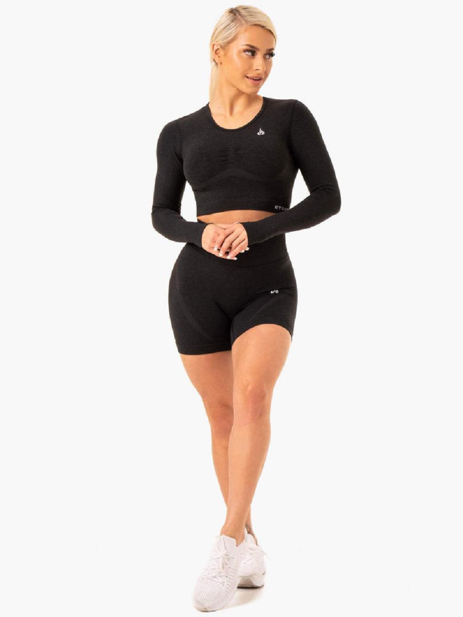 Black Women's Ryderwear Sculpt Long Sleeve Top Seamless | DF4764443