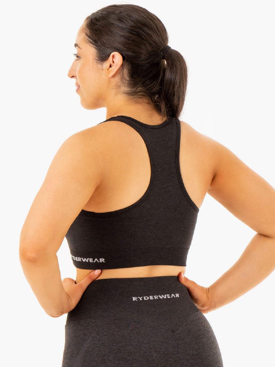 Black Women's Ryderwear Sculpt Racer Back Sports Bra Seamless | 47RW47688