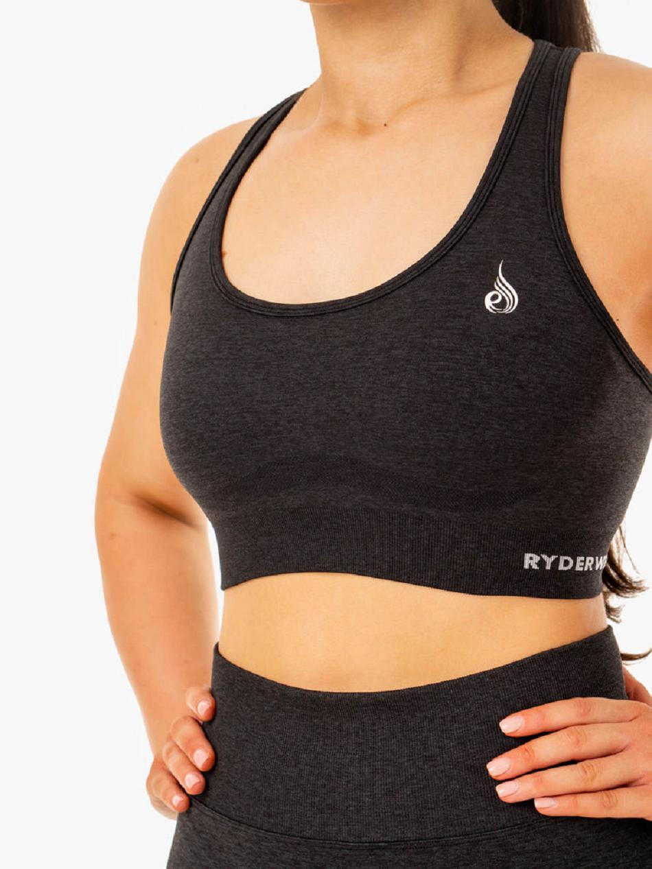 Black Women's Ryderwear Sculpt Racer Back Sports Bra Seamless | 47RW47688