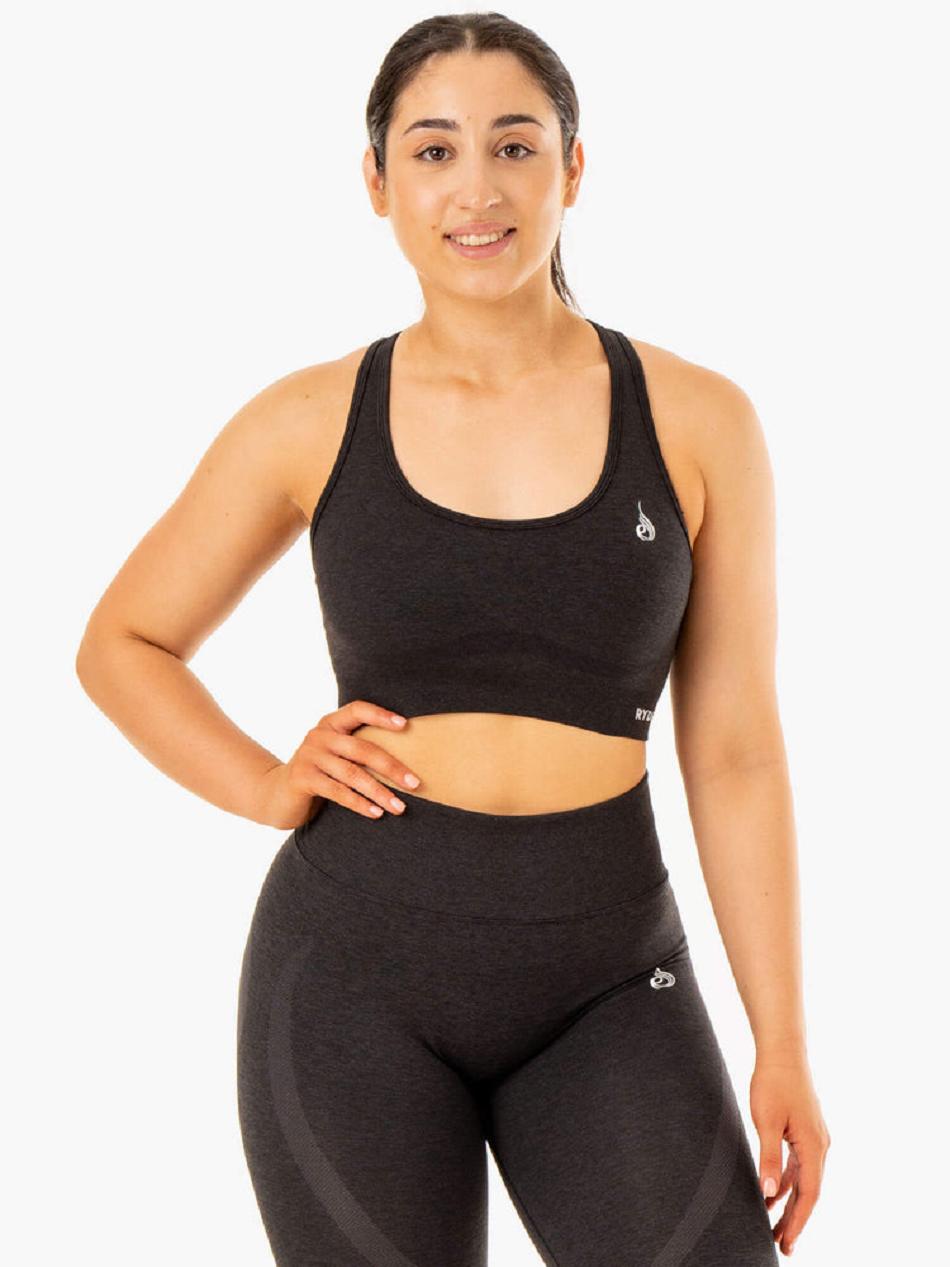 Black Women\'s Ryderwear Sculpt Racer Back Sports Bra Seamless | 47RW47688