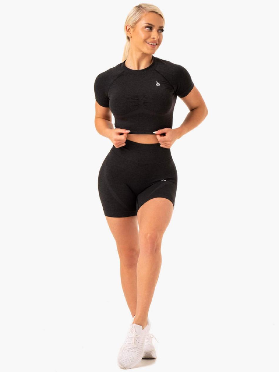 Black Women's Ryderwear Sculpt Seamless Shorts | 49RC55870