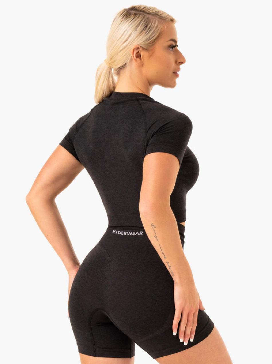 Black Women's Ryderwear Sculpt Seamless T-shirt | 74GA65999