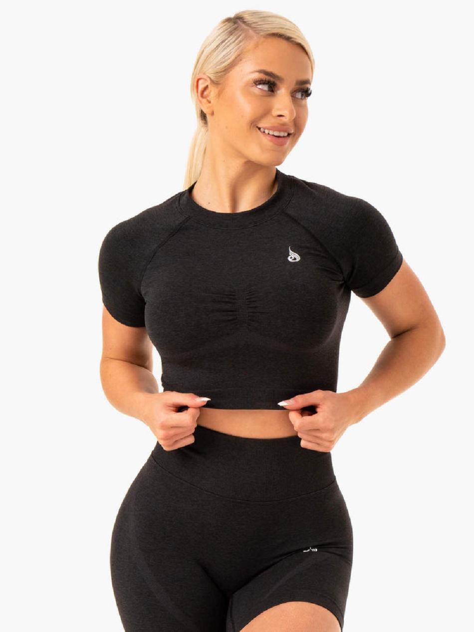 Black Women\'s Ryderwear Sculpt Seamless T-shirt | 74GA65999