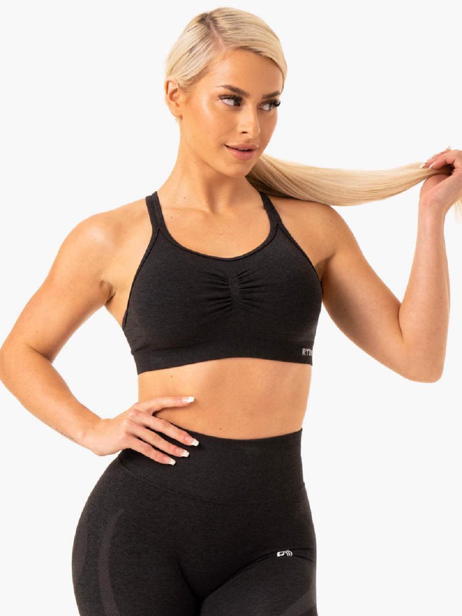 Black Women's Ryderwear Sculpt Seamless Sports Bras | SF5531158