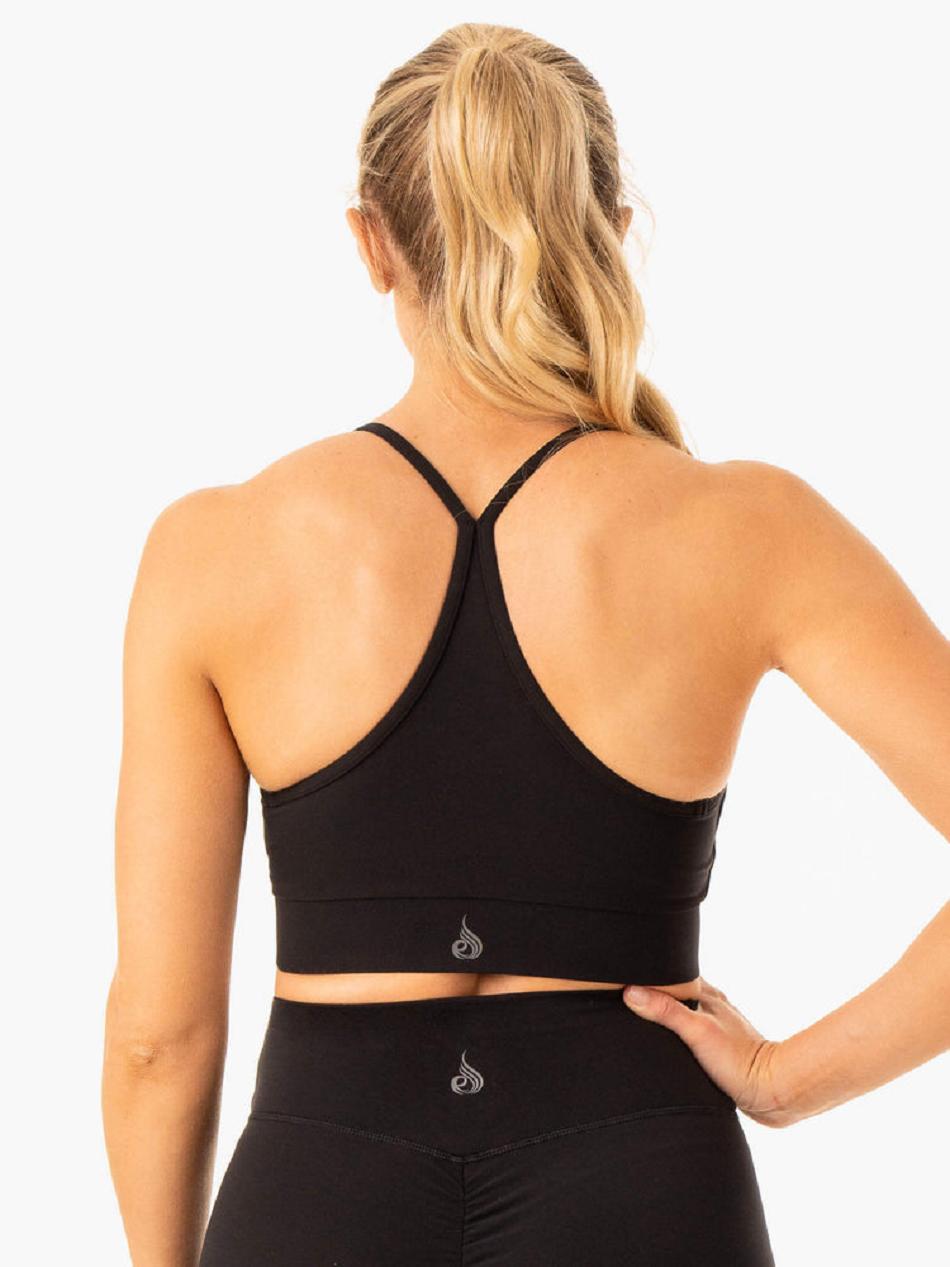 Black Women's Ryderwear Serene Cross Over Sports Bras | 5G5161143