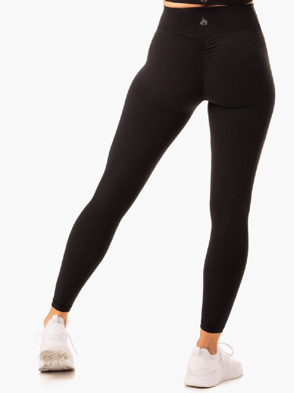 Black Women's Ryderwear Serene Cross Over Scrunch Leggings | FG13418