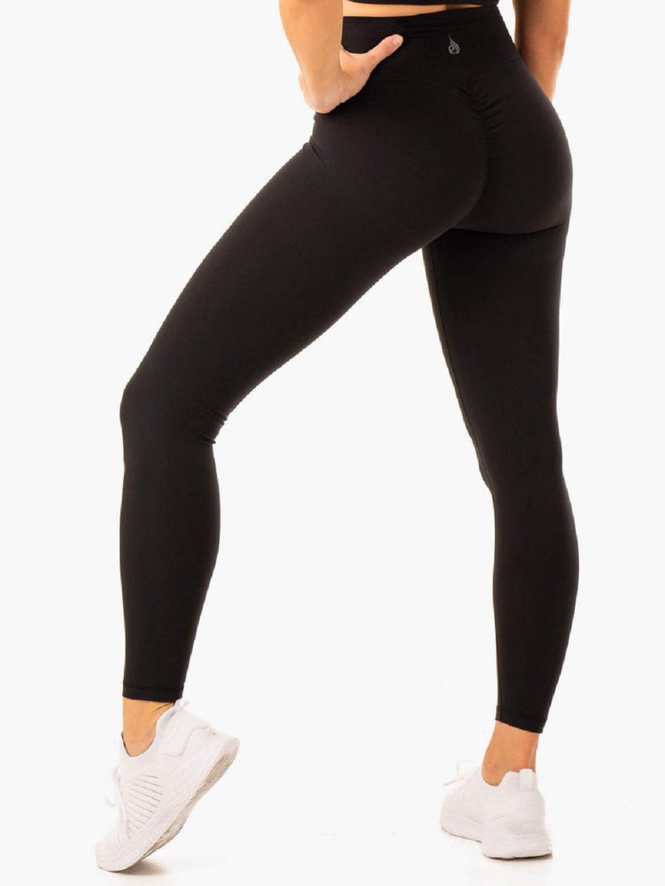 Black Women\'s Ryderwear Serene Cross Over Scrunch Leggings | FG13418