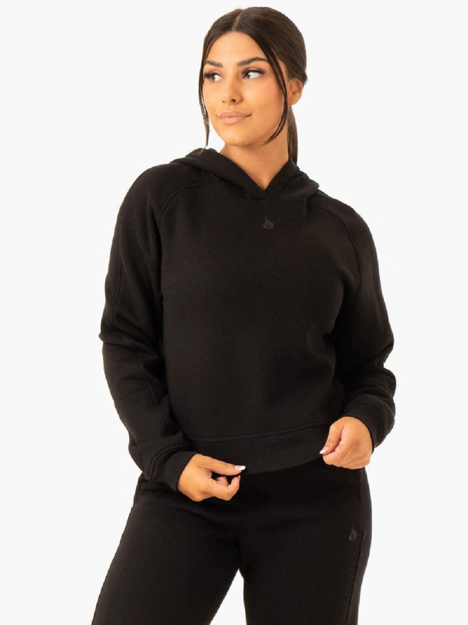 Black Women\'s Ryderwear Sideline Hoodie Top | 65YH80358