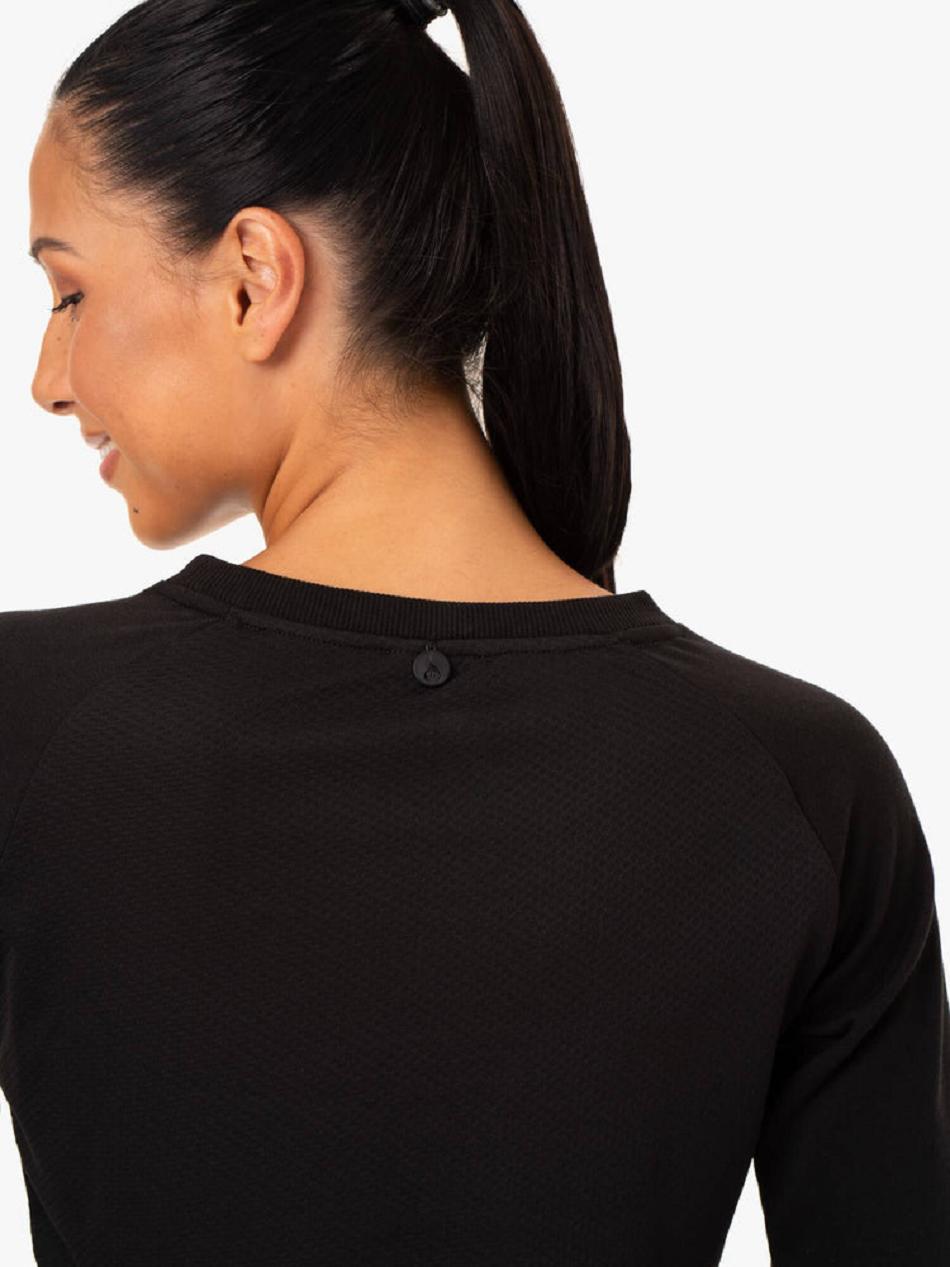 Black Women's Ryderwear Staples Cropped Sweater Top | 120J35023