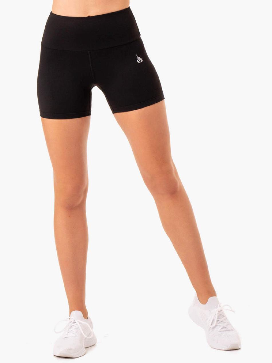 Black Women's Ryderwear Staples Mid Length Shorts Scrunch Bum | G5B46893