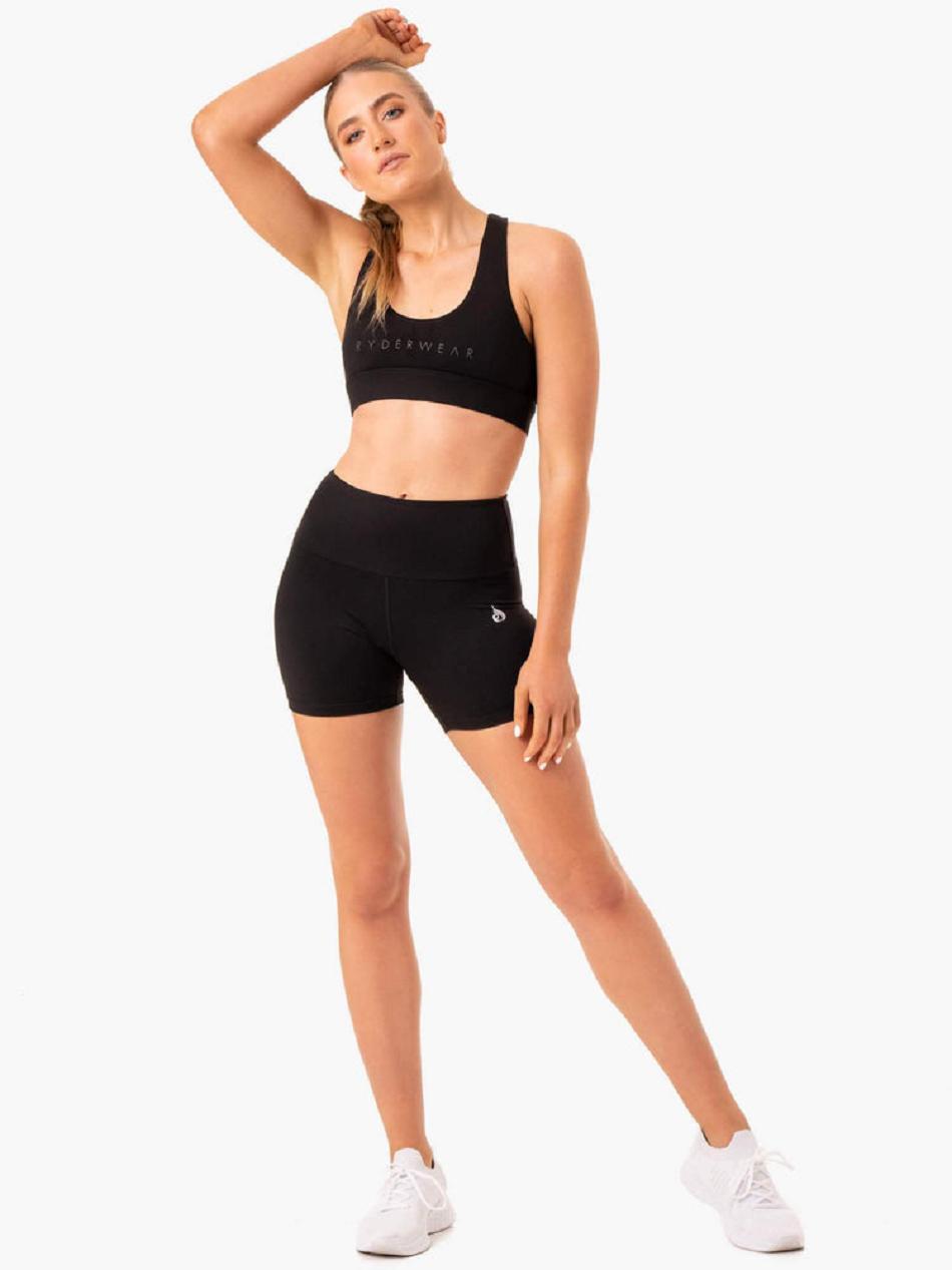 Black Women's Ryderwear Staples Mid Length Shorts Scrunch Bum | G5B46893