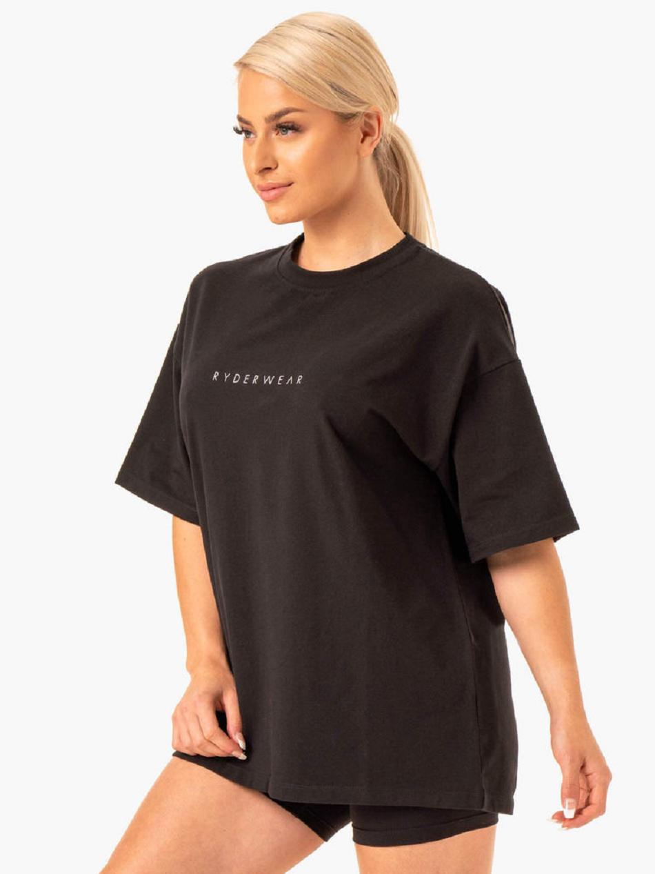 Black Women's Ryderwear Staples Oversized T-shirt | OKT19997