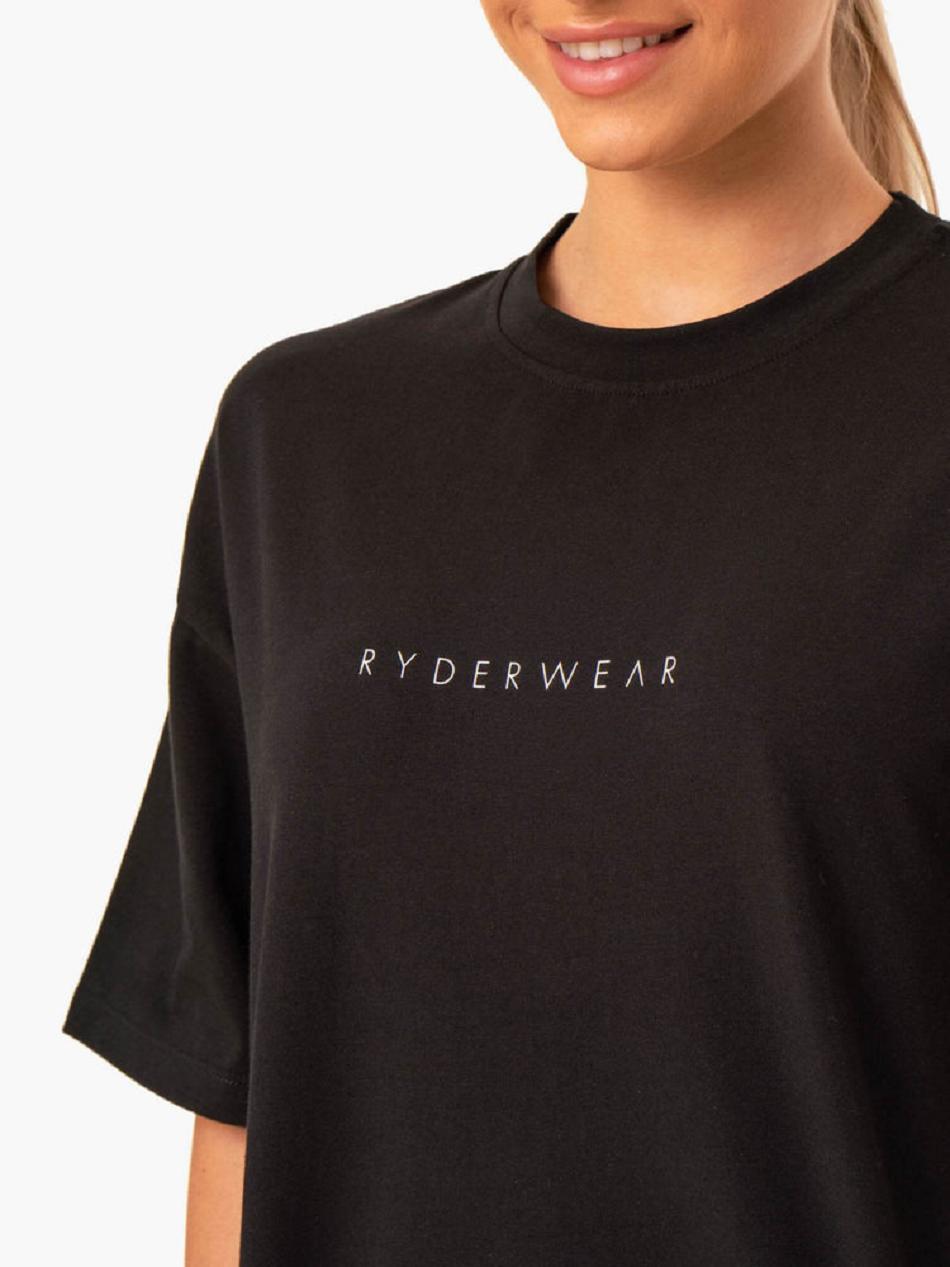 Black Women's Ryderwear Staples Oversized T-shirt | OKT19997