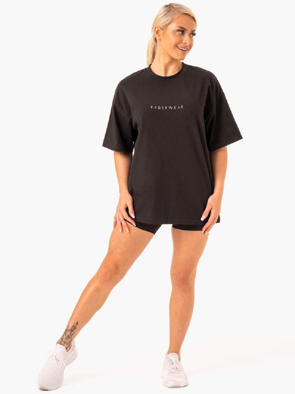 Black Women's Ryderwear Staples Oversized T-shirt | OKT19997