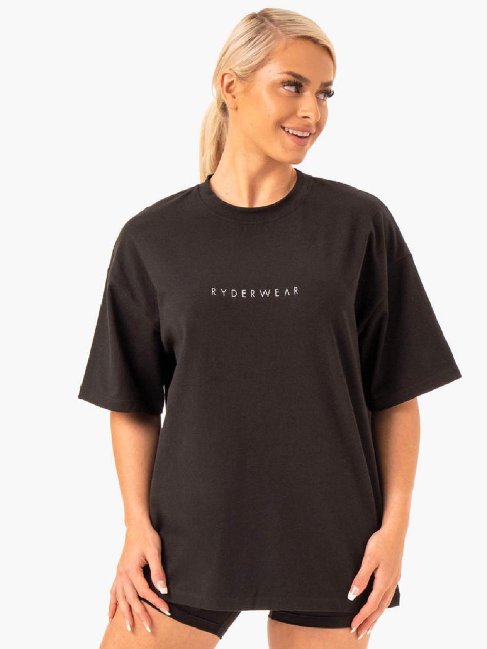 Black Women\'s Ryderwear Staples Oversized T-shirt | OKT19997