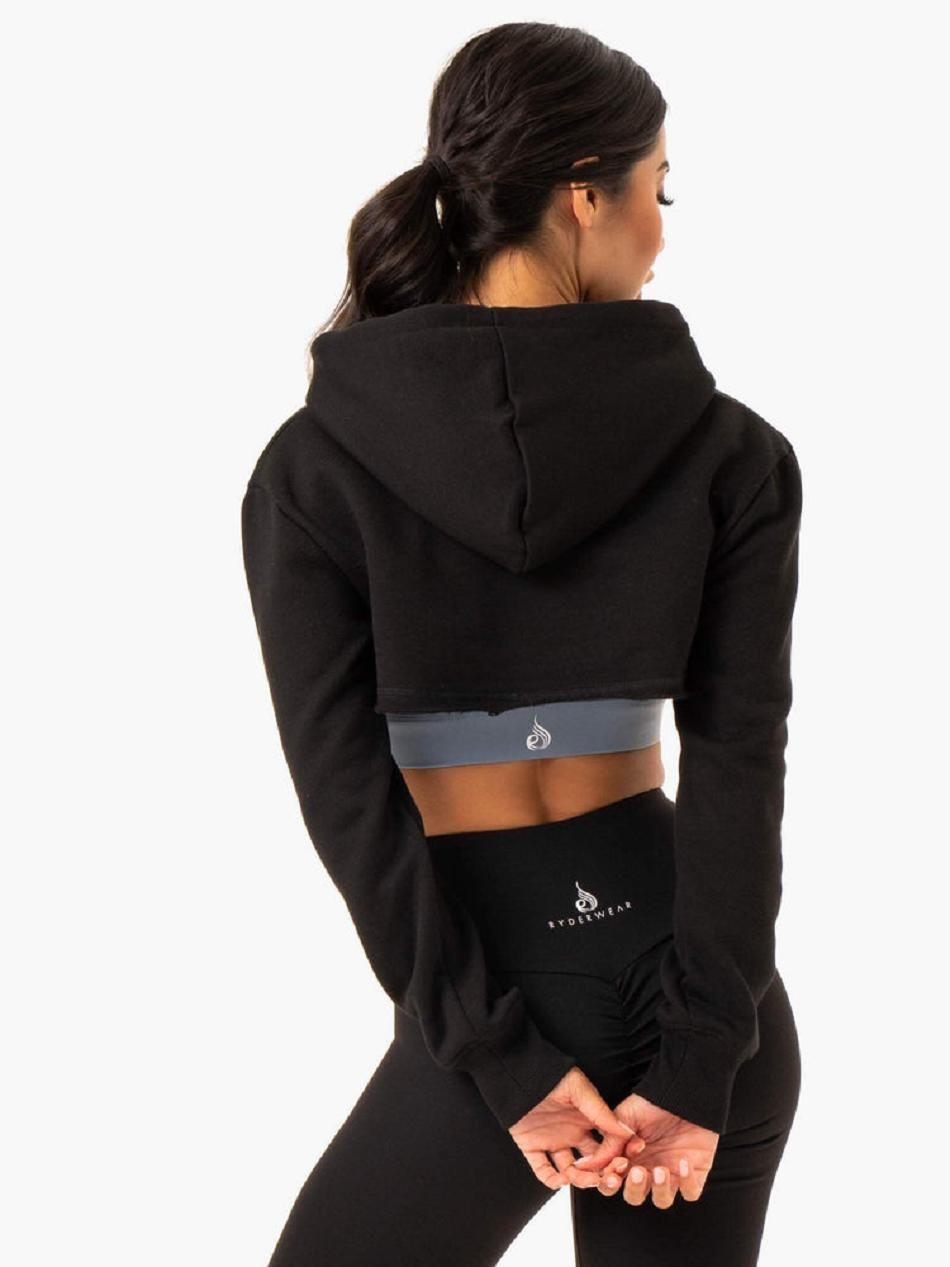 Black Women's Ryderwear Staples Super Crop Sweaters | 71EW75607