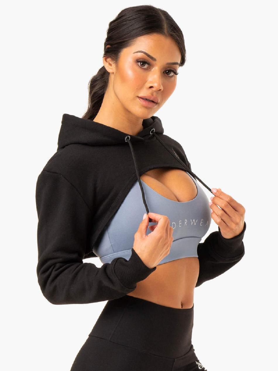 Black Women's Ryderwear Staples Super Crop Sweaters | 71EW75607